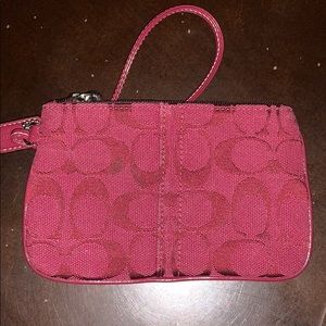 Cranberry coach wristlet
